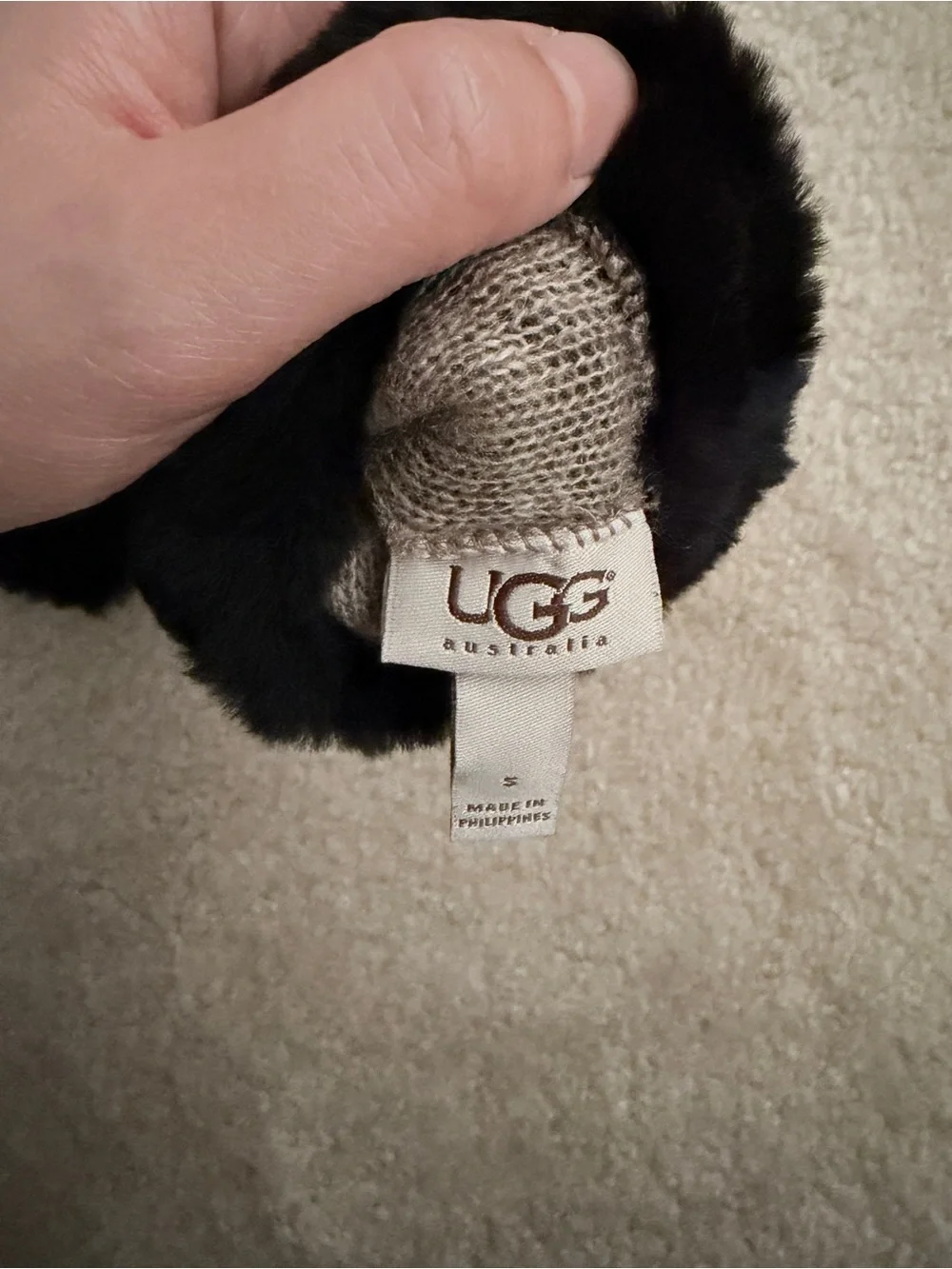 UGG Black Lamb Suede Gloves with Fur Cuff